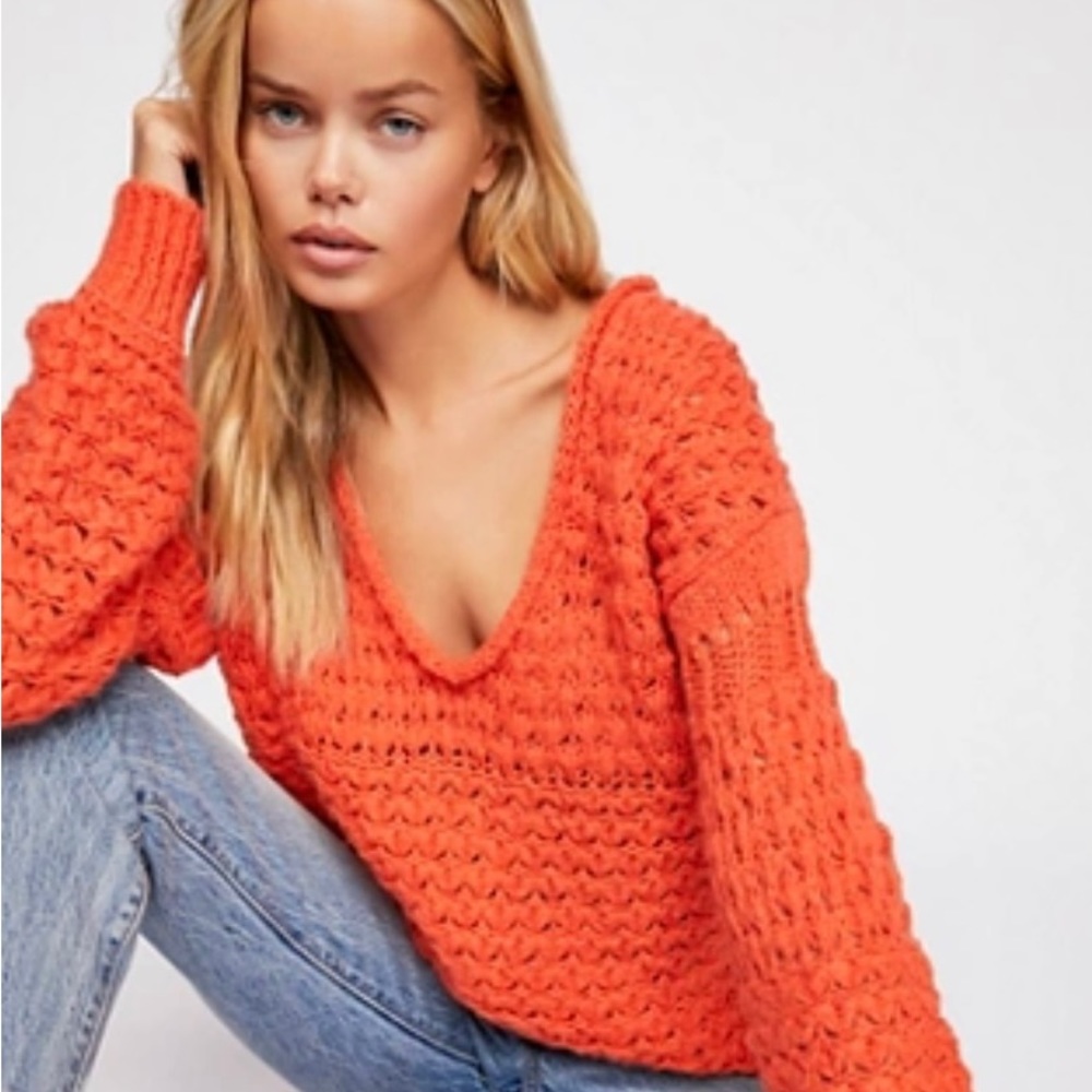 Free People Chunky Cable Knit Crashing Waves Pullover Sweater Wool Size Small